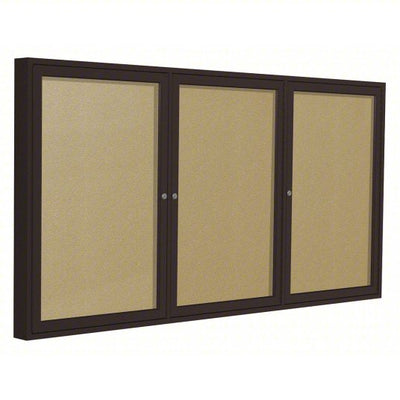 Ghent 3-Door Bronze Aluminum Frame Enclosed Vinyl Bulletin Board - Caramel (PB33672VX-181)