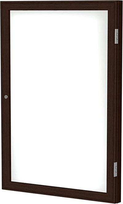 Ghent 3-Door Wood Frame Walnut Finish Enclosed Porcelain Magnetic Whiteboard Indoor Use(PN33672M-M1)
