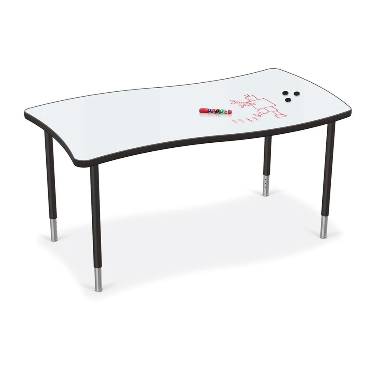 MooreCo Hierarchy Creator Table + Porcelain Top – Wavy Rectangle 32"H × 57.9"W × 30.8"D (70526)