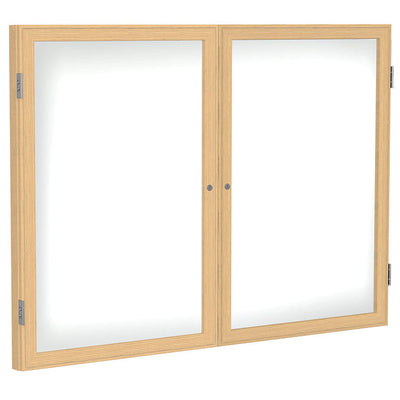 Ghent 3-Door Wood Frame Oak Finish Enclosed Porcelain Magnetic Whiteboard Indoor Use (PW33672M-M1)