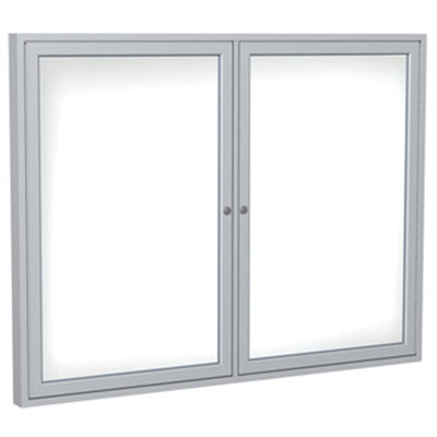 Ghent 3-Door Satin Aluminum Frame Enclosed Porcelain Magnetic Whiteboard Indoor Use (PA33672M-M1)