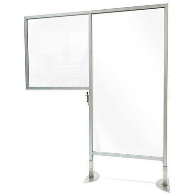 Ghent Desk to Floor Partition with Porcelain Whiteboard Desk Panel and Clear Fluted Polycarbonate Floor Panel (47