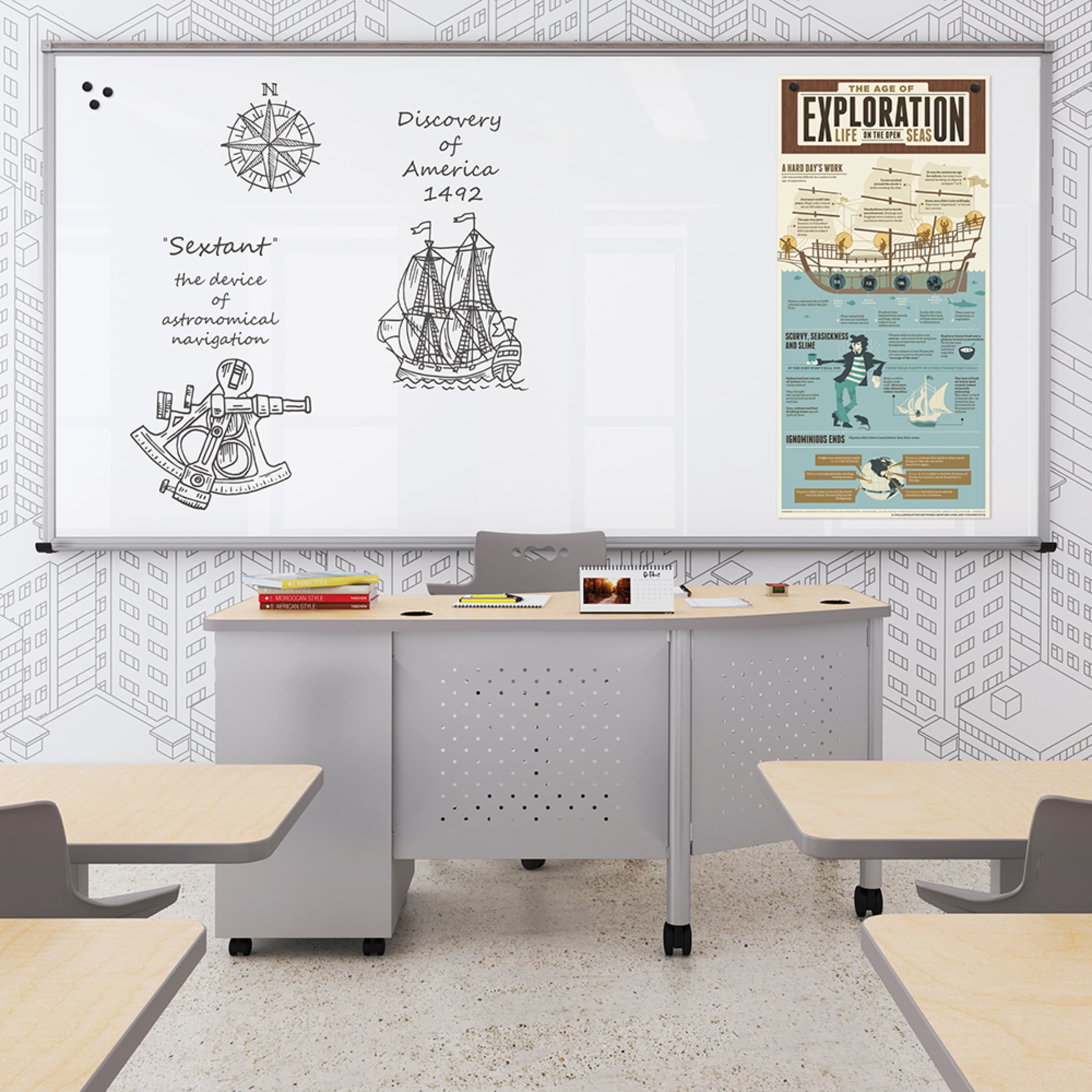 Mooreco Framed Magnetic Glass Board - EDUSupplyDirect