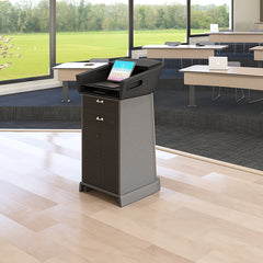 Egan TecTern Two Lectern With Laptop Shelf / Annotation Software (T2LS/T2TM) (27 1/2”w x 47”h x 25”d)