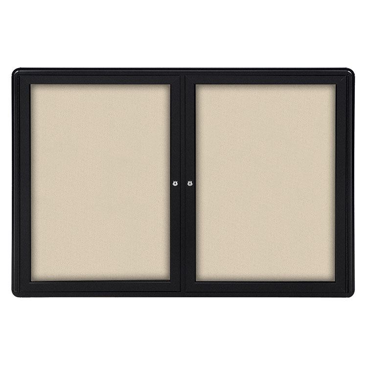 Ghent 2-Door Ovation Beige Fabric Bulletin Board 36