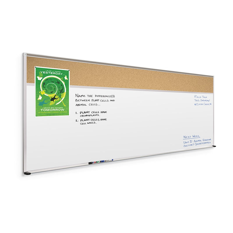 MooreCo Combination Boards – Porcelain Steel Whiteboard with Natural Cork Surface Type C (404-10-PM-X2)