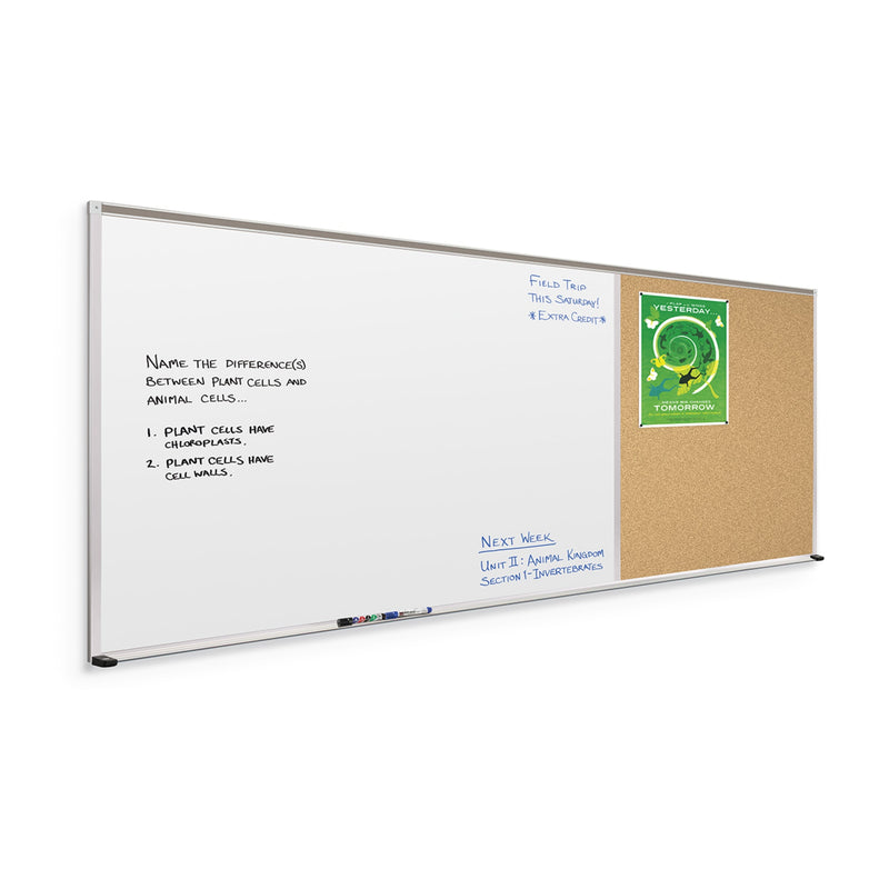 MooreCo Combination Boards – Porcelain Steel Whiteboard with Natural Cork Surface Type E (404-60-PM-X2)