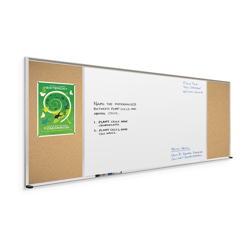 MooreCo Combination Boards – Porcelain Steel Whiteboard with Natural Cork Surface Type F (406-70-PM-X2)