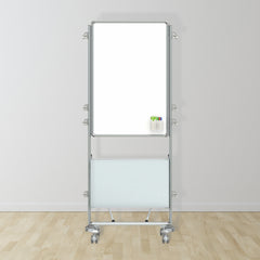 Ghent Nexus Easel Double-Sided Mobile Porcelain Magnetic Whiteboard Frosted Panel (46"H x 34"W) NEX203MME