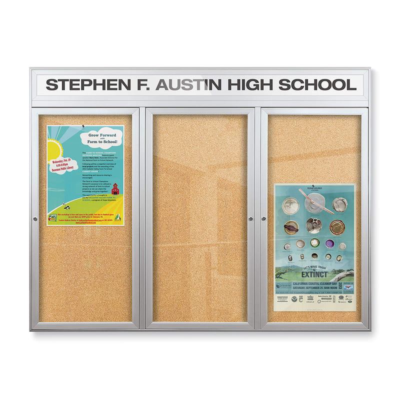 MooreCo Outdoor Headline Bulletin Board 3 Door Cabinet (94PS2-OH)