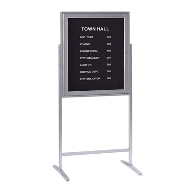 Ghent Enclosed Letterboard with Satin Aluminum Frame and Gothic Letter Set (ZPA13630B-BK)