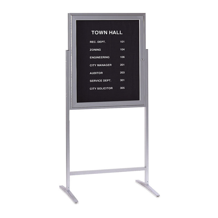 Ghent Enclosed Letterboard with Satin Aluminum Frame and Gothic Letter Set (ZPA13630B-BK)