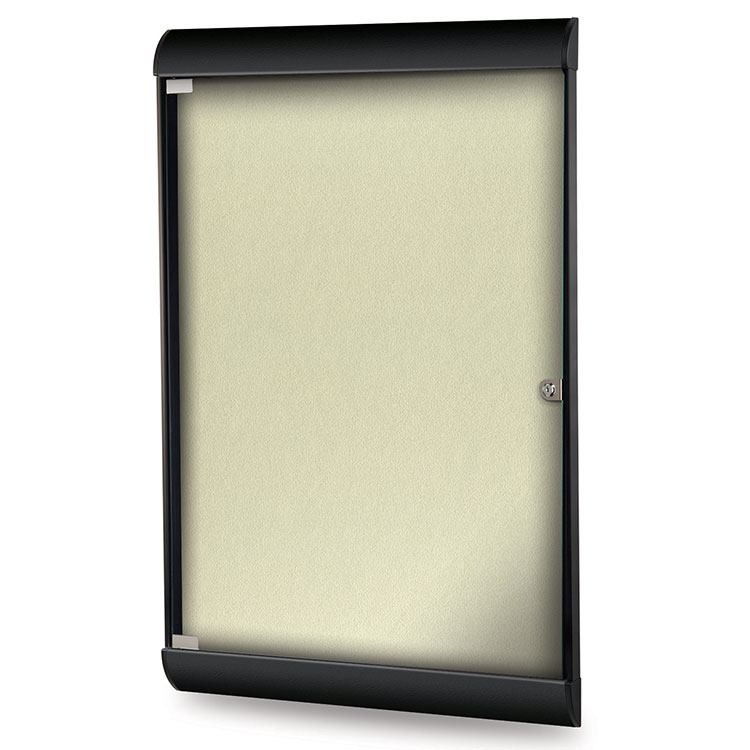 Ghent 1-Door Silhouette Enclosed Bulletin Boards w/ Satin Aluminum Frame - PremaTak Vinyl 42