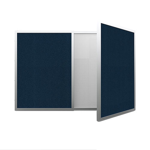 Ghent VisuALL PC - Blue Fabric Bulletin Board Outside with Non-Magnetic Whiteboard Inside (41301)