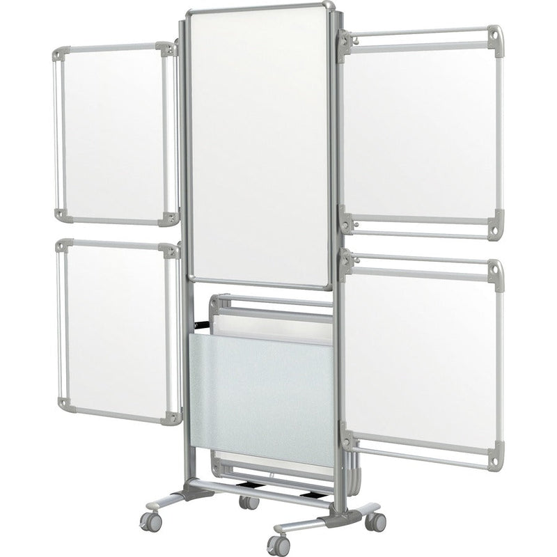 Ghent Nexus Easel Plus w/8 Tablets 2-Sided Mobile Magnetic White Porcelain Magn Whiteboard Frosted Acrylic Frame (26