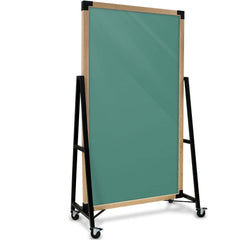 Ghent Prest Blue Mobile Non-Magnetic Glassboard  Carmel Oak Frame (40"W x 74"H) PRS1N7440BCBE - EDUSupplyDirect