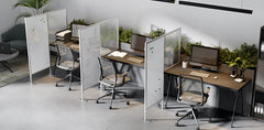 Ghent Desk to Floor Partition with Porcelain Whiteboard Desk Panel and Clear Thermoplastic Floor Panel (47"W x 57"H) DFP1-5747-C - EDUSupplyDirect