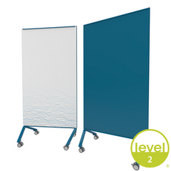 Ghent Pointe Blue Non-Magnetic Mobile Glassboard Pattern Printed Glass w/ Black Frame (36" W X 77" H ) PNT1PN7736BLKCAS - EDUSupplyDirect