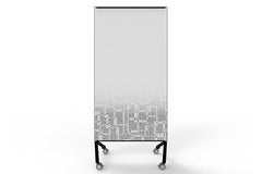 Ghent Pointe Blue Non-Magnetic Mobile Glassboard Pattern Printed Glass w/ Black Frame (36" W X 77" H ) PNT1PN7736BLKCAS - EDUSupplyDirect