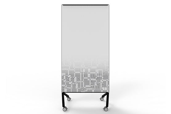 Ghent Pointe White Magnetic Mobile Glassboard Partition Pattern Printed Glass w/ Black Frame (36