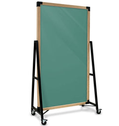 Ghent Prest Mobile Magnetic Blue Glassboard Carmel Oak Frame (40"W x 74"H) PRS1M7440BCBE - EDUSupplyDirect